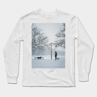 Man walking his dog Long Sleeve T-Shirt